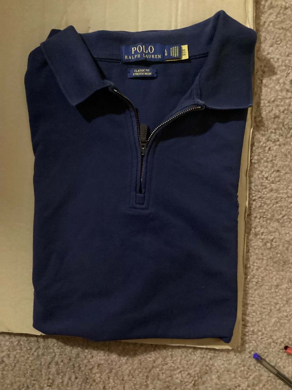 Polo by Ralph Lauren Navy Quarter-Zip Stretch Mesh Polo